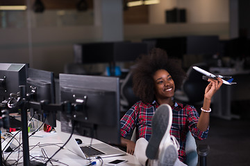 Image showing portrait of a young successful African-American woman in modern 