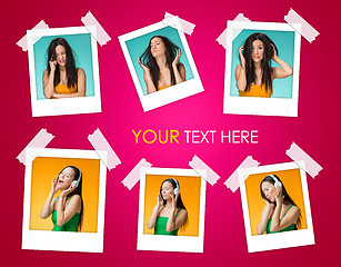 Image showing The young woman\'s portrait with different emotions