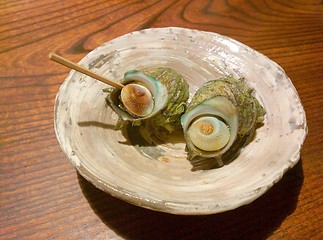 Image showing Boiled Japanese mollusk on a plate