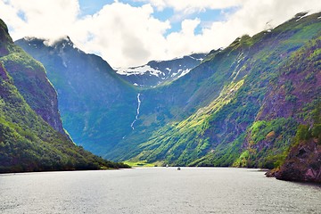 Image showing Naeroyfjord in Norway. Unesco World Heritage site.