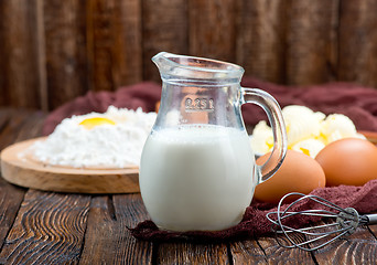 Image showing flour,milk, butter and eggs