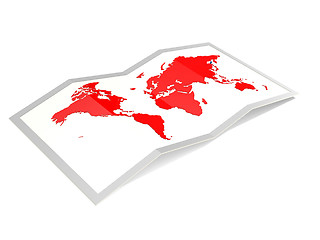 Image showing World map in red isolated