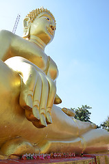 Image showing Golden Buddha statue of Big Buddha over blue sky