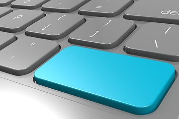Image showing Blue enter button on black computer keyboard