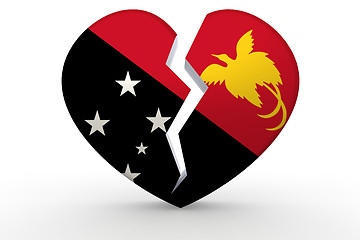 Image showing Broken white heart shape with Papua New Guinea flag