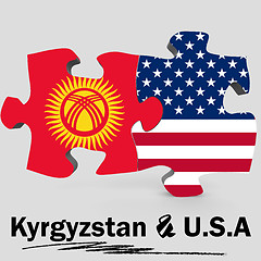 Image showing USA and Kyrgyzstan flags in puzzle 