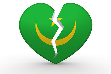 Image showing Broken white heart shape with Mauritania flag