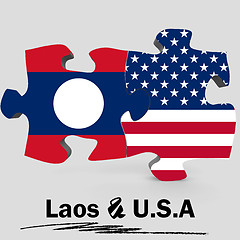 Image showing USA and Laos flags in puzzle 