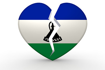 Image showing Broken white heart shape with Lesotho flag