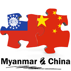 Image showing China and Myanmar flags in puzzle 