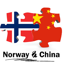 Image showing China and Norway flags in puzzle 