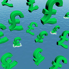 Image showing Pounds Dropping In The Sea Showing Depression Recession And Econ