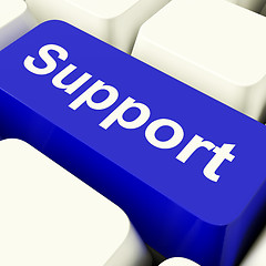 Image showing Support Computer Key In Blue Showing Help And Assistance