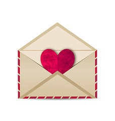 Image showing Open vintage envelope with paper grunge heart