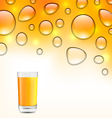 Image showing Clean Water Droplets with Orange Juice