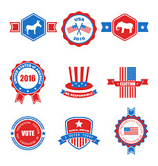 Image showing Set of Various Voting Graphics Objects and Labels, Emblems, Symbols