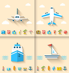 Image showing Set Banners with Flat Icons of Planning Summer Vacation, Minimal