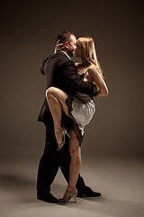 Image showing The man and the woman dancing argentinian tango