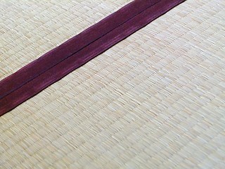 Image showing Tatami mat closeup with violet edging (heri). 