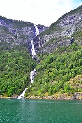 Image showing Waterfall at Naeroyfjord in Norway