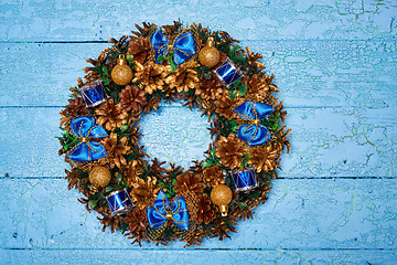 Image showing Christmas wreath top view