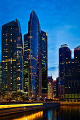 Image showing Singapore downtown in evening