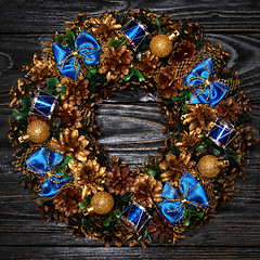 Image showing Christmas wreath top view