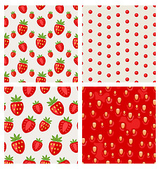 Image showing Set seamless strawberry texture berry pattern