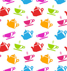 Image showing Seamless Texture with Teapots and Teacups