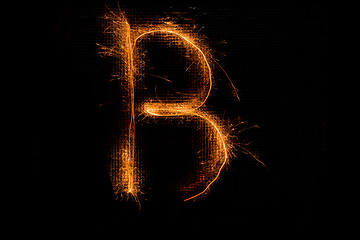 Image showing Letter B made of sparklers on black