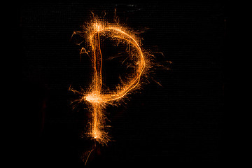 Image showing Letter P made of sparklers on black