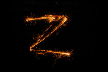 Image showing Letter Z made of sparklers on black