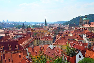 Image showing Red roofs of old Prague, a view from the castle