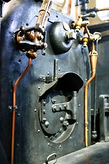 Image showing Steam locomotive boiler closeup, old