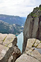 Image showing Norway fjord: a view from the pupit rock