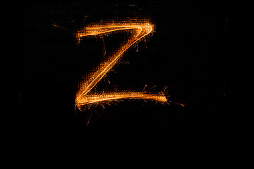 Image showing Letter Z made of sparklers on black