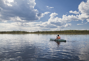 Image showing Kayaker on a lake