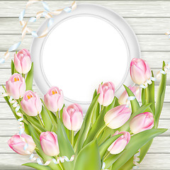 Image showing Tulips and blank white frame. EPS 10