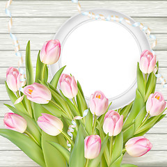 Image showing Tulips and blank white frame. EPS 10