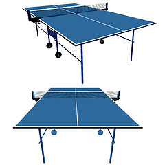 Image showing Ping pong blue table tennis. illustration.