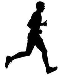 Image showing Silhouettes Runners on sprint, men. illustration.