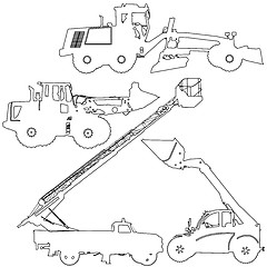 Image showing Set of silhouettes of construction machinery. illustration