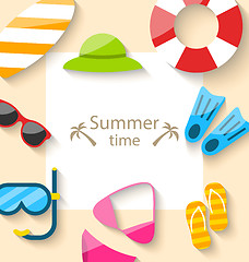 Image showing Summer Traveling Card with Beach Accessories