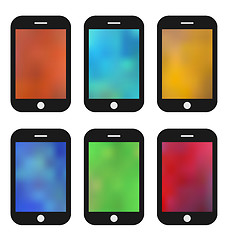 Image showing Set of colorful wallpaper for mobile phones. Blurred Backgrounds