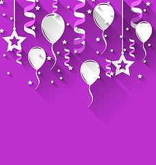 Image showing Birthday Background with Balloons, Stars and Confetti