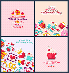 Image showing Set Beautiful Banners with Traditional Elements for Happy Valent