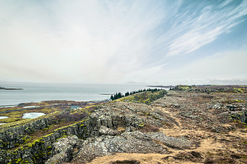 Image showing Landscape with cliffs and ocean