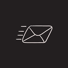 Image showing Flying email sketch icon.