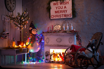 Image showing Christmas and New Year interior of living room.