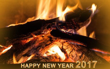 Image showing New year 2017 background with fireplace.